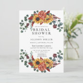 バーガン素朴ディひまわりブライダルシャワー 招待状 (スタンド正面)