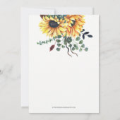 バーガン素朴ディひまわりブライダルシャワー 招待状 (裏面)