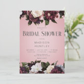 バーガン素朴ディクリーム&ピンクフローラブライダルシャワー 招待状 (スタンド正面)