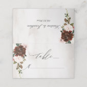 バーガン素朴ディバラ水彩フローラ結婚ズ プレイスカード (外部開封)