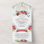 バーガン素朴ディフローラカボチャ赤ちゃんシャワー オールインワン招待状 (内側)