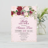 バーガン素朴ディフローラベビーシャワー招待状 招待状 (スタンド正面)