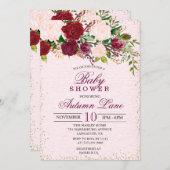 バーガン素朴ディフローラベビーシャワー招待状 招待状 (正面/裏面)