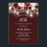 バーガン素朴ディフローラライト30歳の誕生日 招待状<br><div class="desc">リトルかわいらしベイリー店で誕生日招待状をもっと!</div>