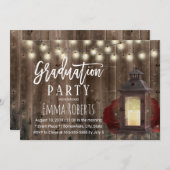 バーガン素朴ディフローラランタンウッド卒業 招待状 (正面/裏面)