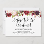 バーガン素朴ディリハーサ結婚ルディナー招待状 招待状 (正面)