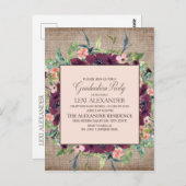 バーガン素朴ディーピンクフローラバーラップ卒業 ポストカード (正面/裏面)