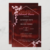 バーガン素朴ディーピンクフローラリハーサルディナー 招待状 (正面/裏面)