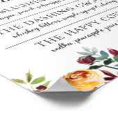 バーガン素朴ディーピンク秋の結婚式シグネチャードリンク ポスター (角)