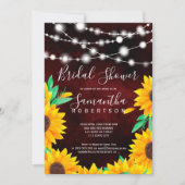 バーガン素朴ディーライトサンフラワーブライダルシャワー 招待状 (正面)