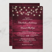 バーガン素朴ディ木弦ラ結婚イト 招待状 (正面/裏面)