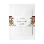 バーガン素朴ディ燃えたオレンジ色の錆びフローラ結婚の 招待状ベリーバンド (正面例)