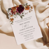 バーガン素朴ディ燃えたオレンジ色の錆びフローラ結婚の 招待状