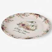 バーガン素朴ディ秋フローラカボチャ赤ちゃんシャワー ペーパープレート (アングル)