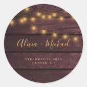 バーガン素朴ディ納屋の木の弦のラ結婚イト ラウンドシール (正面)