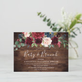 バーガン素朴ディ赤ワイン花赤ちゃんシャワーブランチ 招待状 (スタンド正面)
