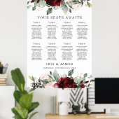 バーガン素朴ディ赤面の結婚フローラの座席表 ポスター (ホームオフィス)