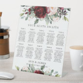 バーガン素朴ディ赤面の結婚フローラの座席表 台座サイン (インサイチュ)