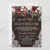 バーガン素朴ディ赤面フラワーレースI DO BBQ 招待状 (正面)