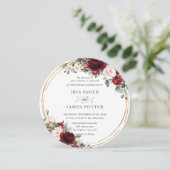 バーガン素朴ディ赤面フローラ金ゴールドグリーンリー結婚ズ 招待状 (スタンド正面)