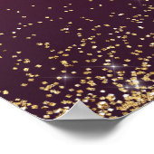 バーガン素朴ディ金ゴールドグリッターストリングライツ結婚ズ ポスター (角)