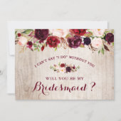 バーガン素朴ディ・フローラは私の花嫁のメイドになる 招待状 (正面)