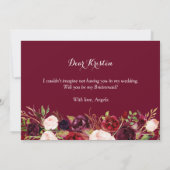 バーガン素朴ディ・フローラは私の花嫁のメイドになる 招待状 (裏面)