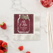 バーガン素朴ディ・メイソン・ジャー・結婚ウッド 縁ありカクテルナプキン (インサイチュ)