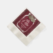 バーガン素朴ディ・メイソン・ジャー・結婚ウッド 縁ありカクテルナプキン (角)