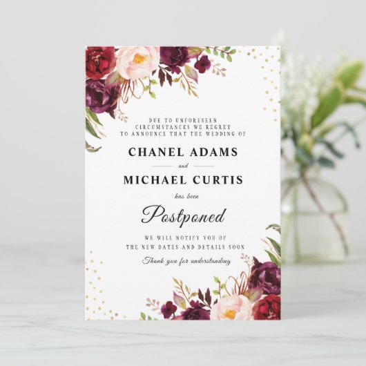 バーガン結婚ディフローラ延期カード 招待状 (スタンド正面)