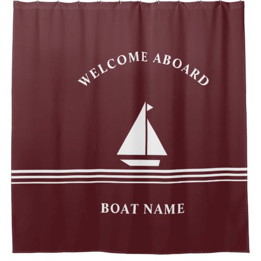 バーガン航海のディボートネーム文字イラストレーション シャワーカーテン (正面)