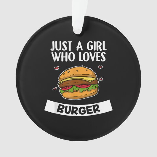 バーガーが大好きな女の子かわいいチーズバーガー オーナメント (正面)