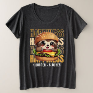 バーガーとスロートで幸せになる プラスサイズTシャツ