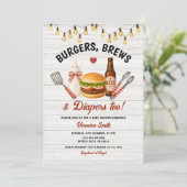 バーガーとビールとおむつ Baby Shower BBQ 招待状 (スタンド正面)