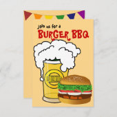 バーガーとビールのサマー・パーティー招待状 招待状 (正面/裏面)