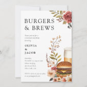 バーガーとビール カップルシャワーの招待状 招待状 (正面)