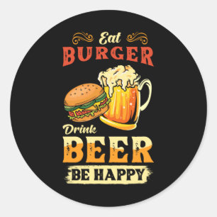バーガーとビール ラウンドシール