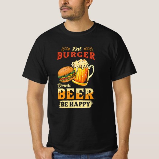 バーガーとビール Tシャツ (正面)
