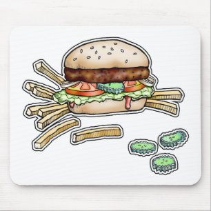 バーガーとフライスマウスパッド マウスパッド
