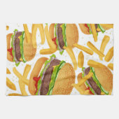 バーガーとフライドポテト キッチンタオル (横)