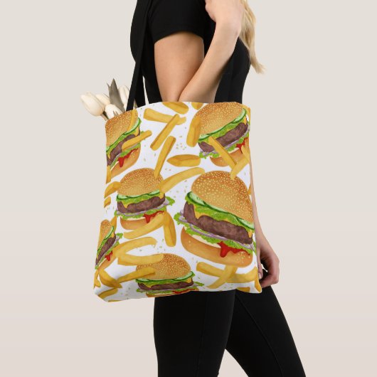 バーガーとフライドポテト   トートバッグ (クローズアップ)