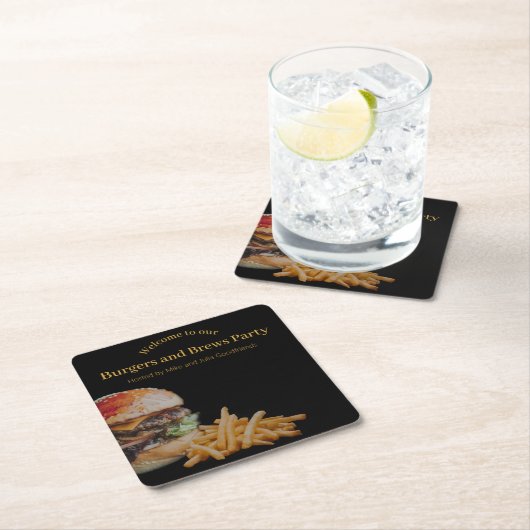 バーガーとブルズのパーティー スクエアペーパーコースター (インサイチュ)