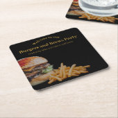 バーガーとブルズのパーティー スクエアペーパーコースター (アングル)