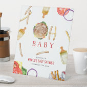 バーガーとボトルオ赤ちゃんシャワーへようこそ 台座サイン (インサイチュ)