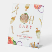 バーガーとボトルオ赤ちゃんシャワーへようこそ 台座サイン (正面)