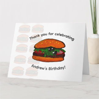 バーガーの誕生日パーティーお礼 サンキューカード