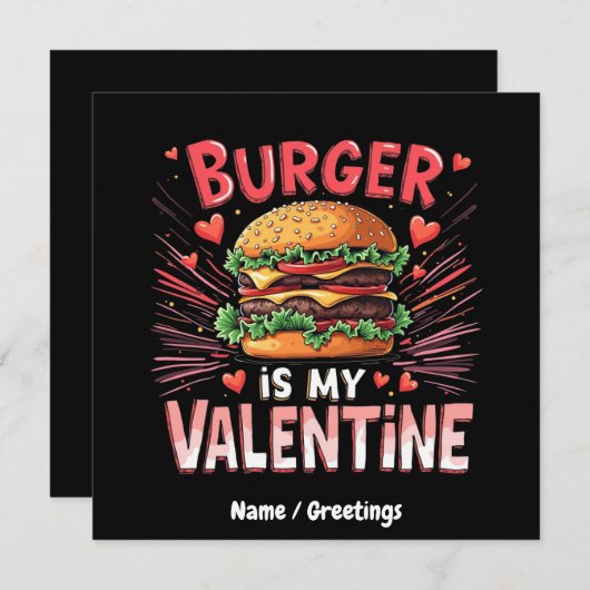 バーガーは私のバレンタインデー笑わされるト 招待状 (正面/裏面)