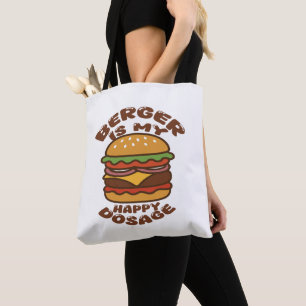 バーガーは私の幸せな用量のヴィンテージ引用文 トートバッグ