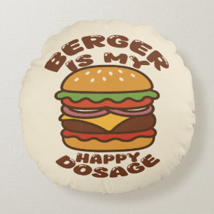 バーガーは私の幸せな用量のヴィンテージ引用文 ラウンドクッション
