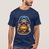 バーガーを愛するパグ Tシャツ (正面)